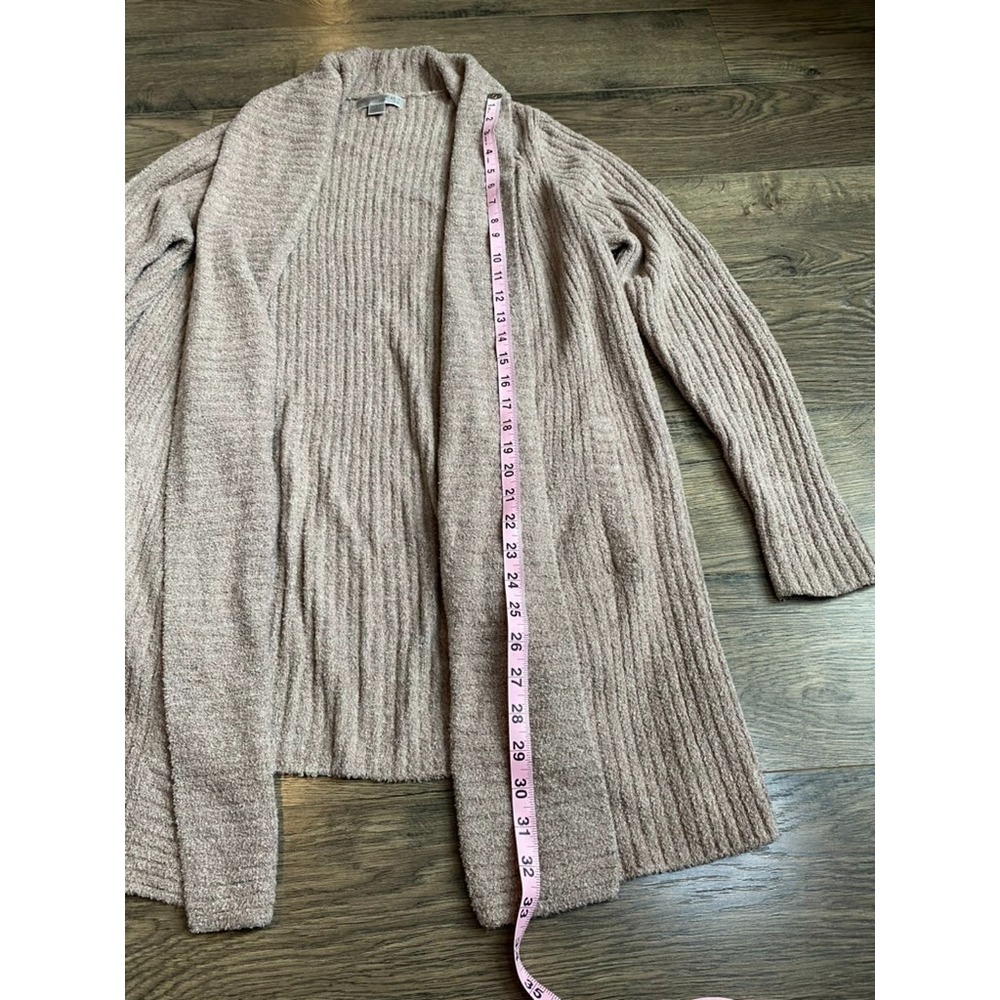 EUC Womens Barefoot Dreams cozy chic lite tan brown ribbed soft cardigan size L - Picture 7 of 10